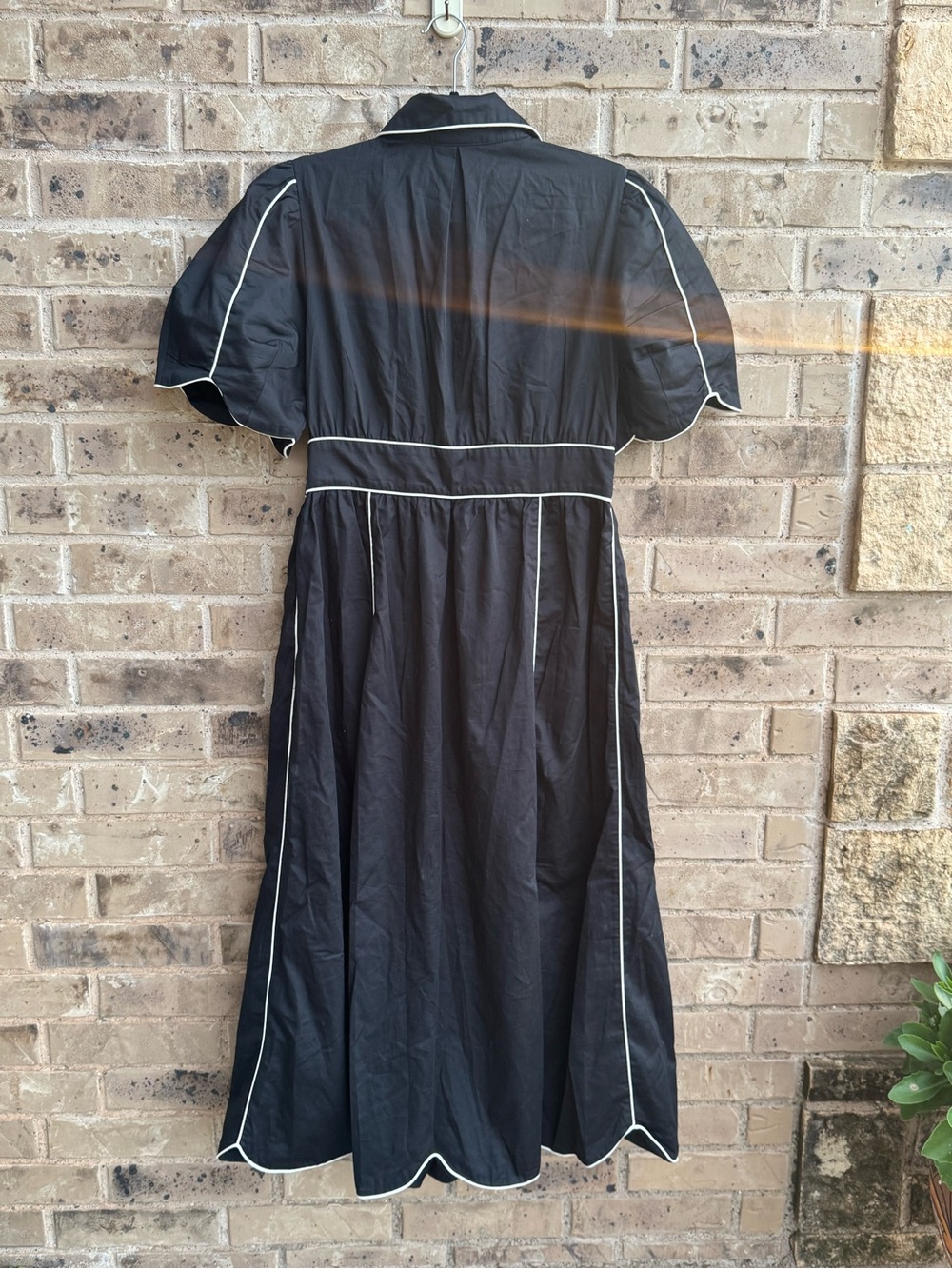 Farm Rio Black Puff-Sleeve Tie-waist Maxi Dress NWT Size L - Picture 5 of 9